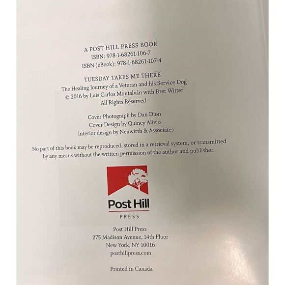 Tuesday Takes Me There Book Hardcover Service Dog & Veteran New - Picture 4 of 5